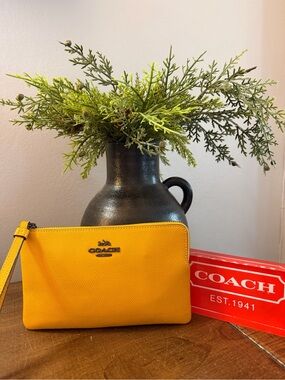 Coach Large Yellow Corner Zip Wristlet